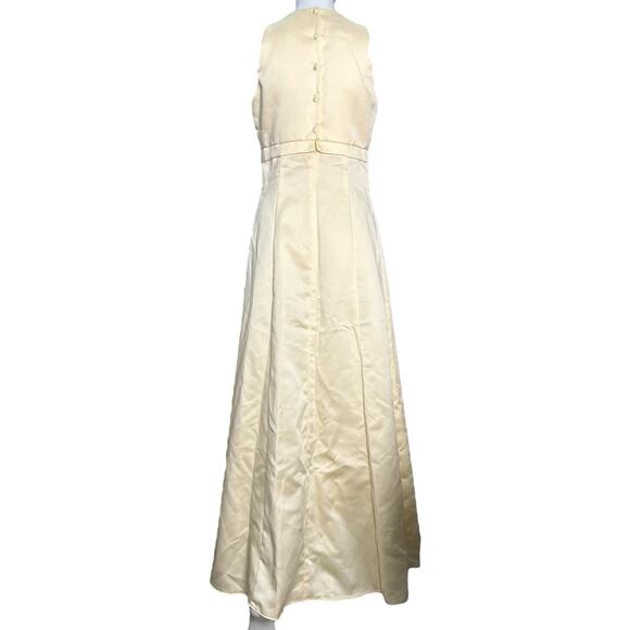 Vintage Scott McClintock Millennium 2000 Satin Dress Sz 4 Butter Yellow Gown - Picture 3 of 16
